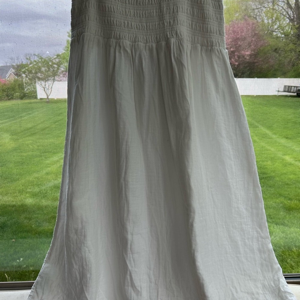 White Cotton Gauze Midi Skirt